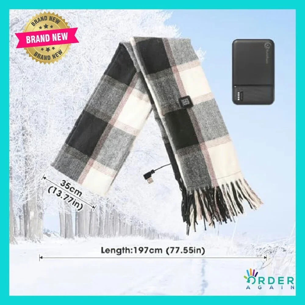 Rechargeable Heated Scarf Intelligent Neck Warmer Soft Cashmere Feel Unisex - Picture 7 of 8
